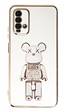 Eiroo Candy Bear Xiaomi Poco M3 Standl Beyaz Silikon Klf
