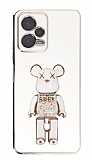 Eiroo Candy Bear Xiaomi Poco X5 5G Standl Beyaz Silikon Klf