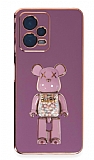 Eiroo Candy Bear Xiaomi Poco X5 5G Standl Mor Silikon Klf