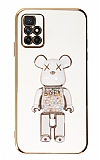 Eiroo Candy Bear Xiaomi Redmi 10 2022 Standl Beyaz Silikon Klf