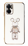 Eiroo Candy Bear Xiaomi Redmi 10 5G Standl Beyaz Silikon Klf