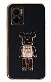 Eiroo Candy Bear Xiaomi Redmi 10 5G Standl Siyah Silikon Klf