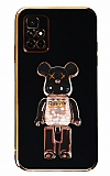 Eiroo Candy Bear Xiaomi Redmi 10 Prime 2022 Standl Siyah Silikon Klf