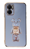 Eiroo Candy Bear Xiaomi Redmi Note 11E Standl Mavi Silikon Klf