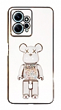 Eiroo Candy Bear Xiaomi Redmi Note 12 4G Standl Beyaz Silikon Klf