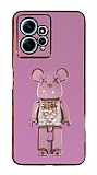 Eiroo Candy Bear Xiaomi Redmi Note 12 4G Standl Mor Silikon Klf