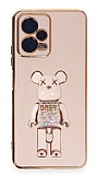 Eiroo Candy Bear Xiaomi Redmi Note 12 5G Standl Pembe Silikon Klf