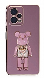 Eiroo Candy Bear Xiaomi Redmi Note 12 5G Standl Mor Silikon Klf