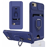 Eiroo Card Magnet iPhone 7 / 8 Kartlkl Lacivert Silikon Klf