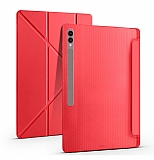 Eiroo Fold Samsung Galaxy Tab S9 / Tab S9 FE Kalemlikli Standl Krmz Klf