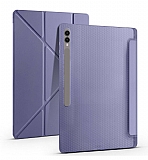 Eiroo Fold Samsung Galaxy Tab S9 / Tab S9 FE Kalemlikli Standl Mor Klf