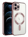 Eiroo Gbox iPhone 12 Pro Macsafe zellikli Kamera Korumal Rose Gold Silikon Klf
