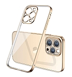 Eiroo Gbox iPhone 13 Pro Kamera Korumal Gold Mat Silikon Klf