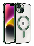 Eiroo Gbox iPhone 13 Macsafe zellikli Kamera Korumal Yeil Silikon Klf