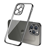Eiroo Gbox iPhone 13 Pro Max Kamera Korumal Siyah Mat Silikon Klf