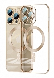 Eiroo Gbox iPhone 14 Pro Macsafe zellikli Kamera Korumal Gold Silikon Klf