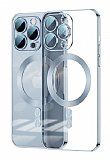 Eiroo Gbox iPhone 14 Pro Macsafe zellikli Kamera Korumal Mavi Silikon Klf