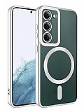 Eiroo Gbox Samsung Galaxy S23 Plus Wireless arj zellikli Kamera Korumal Silver Silikon Klf