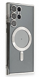 Eiroo Gbox Samsung Galaxy S23 Ultra Macsafe zellikli Kamera Korumal Silver Silikon Klf