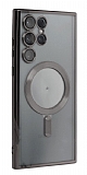 Eiroo Gbox Samsung Galaxy S23 Ultra Macsafe zellikli Kamera Korumal Siyah Silikon Klf