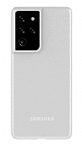 Eiroo Ghost Thin Samsung Galaxy S21 Ultra Beyaz nce Rubber Klf