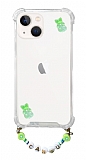 Eiroo Gummy iPhone 13 Yeil Ayck Kiiye zel simli effaf Ultra Koruma Klf
