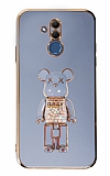 Eiroo Huawei Mate 20 Lite Candy Bear Standl Mavi Silikon Klf