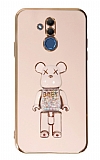 Eiroo Huawei Mate 20 Lite Candy Bear Standl Pembe Silikon Klf
