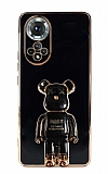 Eiroo Huawei Nova 9 Baby Bear Standl Siyah Silikon Klf