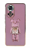 Eiroo Huawei nova 9 Candy Bear Standl Mor Silikon Klf