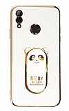 Eiroo Huawei P Smart 2019 Baby Panda Standl Beyaz Silikon Klf