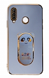 Eiroo Huawei P30 Lite Baby Panda Standl Mavi Silikon Klf