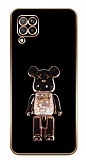 Eiroo Huawei P40 Lite Candy Bear Standl Siyah Silikon Klf