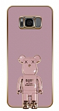 Eiroo Samsung Galaxy S8 Baby Bear Standl Mor Silikon Klf
