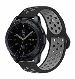 Eiroo Huawei Watch GT 2 Silikon Spor Siyah-Gri Kordon (46 mm)