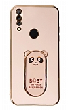 Eiroo Huawei Y9 Prime 2019 Baby Panda Standl Pembe Silikon Klf