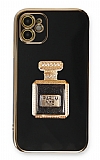 Eiroo iPhone 11 Aynal Parfm Standl Siyah Silikon Klf