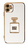 Eiroo iPhone 11 Aynal Parfm Standl Beyaz Silikon Klf