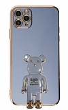 Eiroo iPhone 11 Pro Baby Bear Standl Mavi Silikon Klf