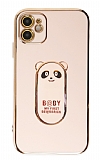 Eiroo iPhone 11 Baby Panda Standl Pembe Silikon Klf