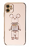 Eiroo iPhone 11 Candy Bear Standl Pembe Silikon Klf