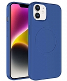 Eiroo iPhone 11 MagSafe zellikli Mavi Silikon Klf