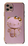 Eiroo iPhone 11 Pro Aynal Kitty Standl Mor Silikon Klf