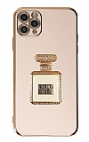 Eiroo iPhone 11 Pro Aynal Parfm Standl Pembe Silikon Klf