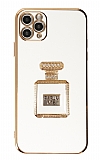 Eiroo iPhone 11 Pro Max Aynal Parfm Standl Beyaz Silikon Klf
