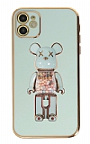 Eiroo iPhone 12 Candy Bear Standl Yeil Silikon Klf