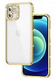 Eiroo iPhone 12 Kamera Korumal Tal Gold Silikon Klf