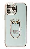 Eiroo iPhone 12 Pro Max Baby Panda Standl Yeil Silikon Klf