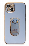 Eiroo iPhone 13 Baby Panda Standl Mavi Silikon Klf
