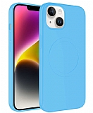 Eiroo iPhone 13 MagSafe zellikli Ak Mavi Silikon Klf